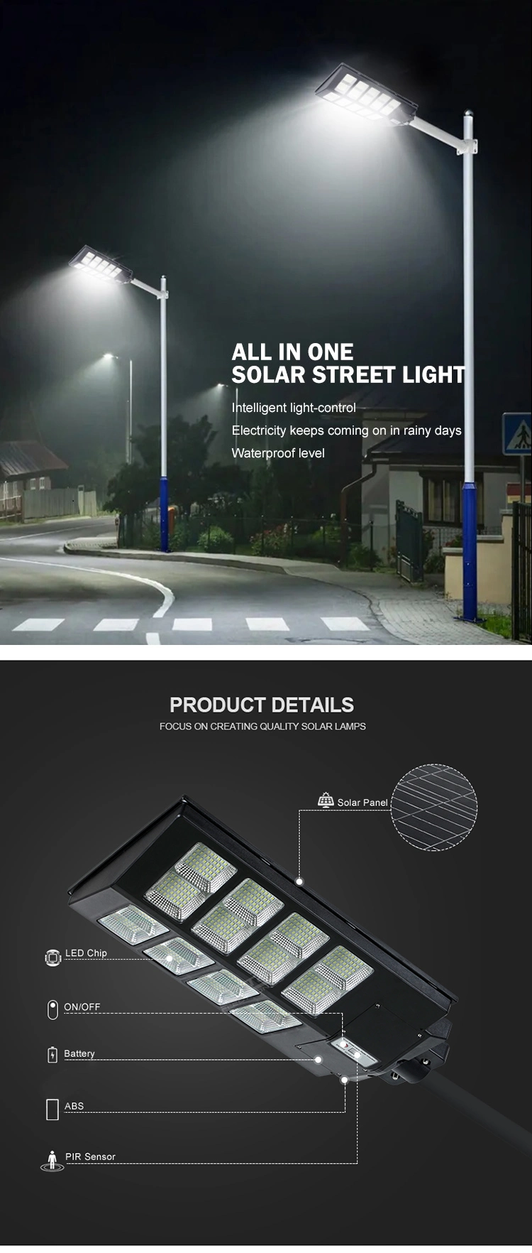 Single Double Arm 24V60W Solar LED Security Light