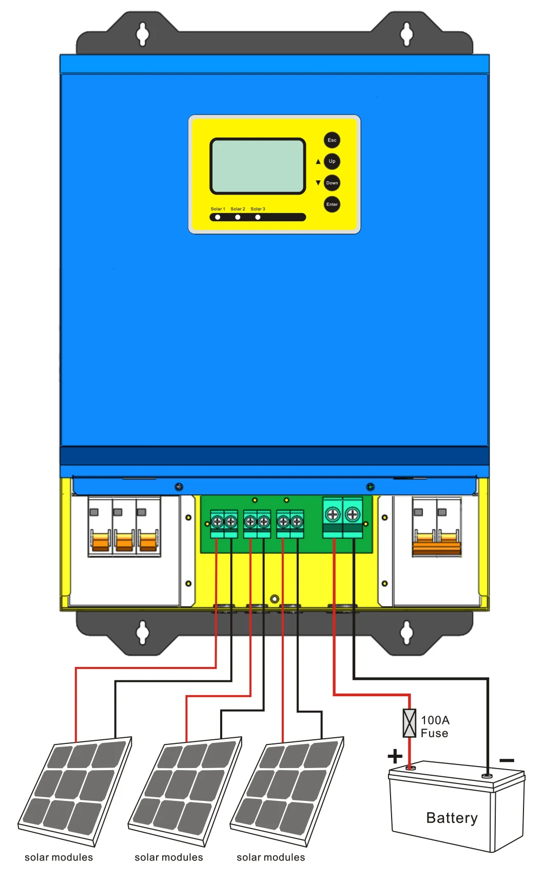 Wall Mounted Solar Power System Charger 96V 192V 220V 384V 100A Solar Charge Controller