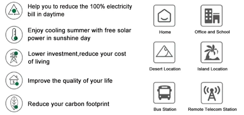 100% Solar Air Conditioner Split System 48V DC Inverter/24 Hours 18000BTU 100% Solar Air Conditioner/ Wall Split Air Condition