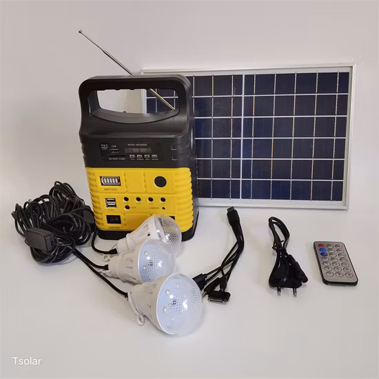 Venta directa de fábrica Mini sistema solar Kit de iluminación para el hogar con radio 7.5ah Sistema de kit de luz solar con FM, MP3 y función de radio Sistema de energía solar para el hogar
